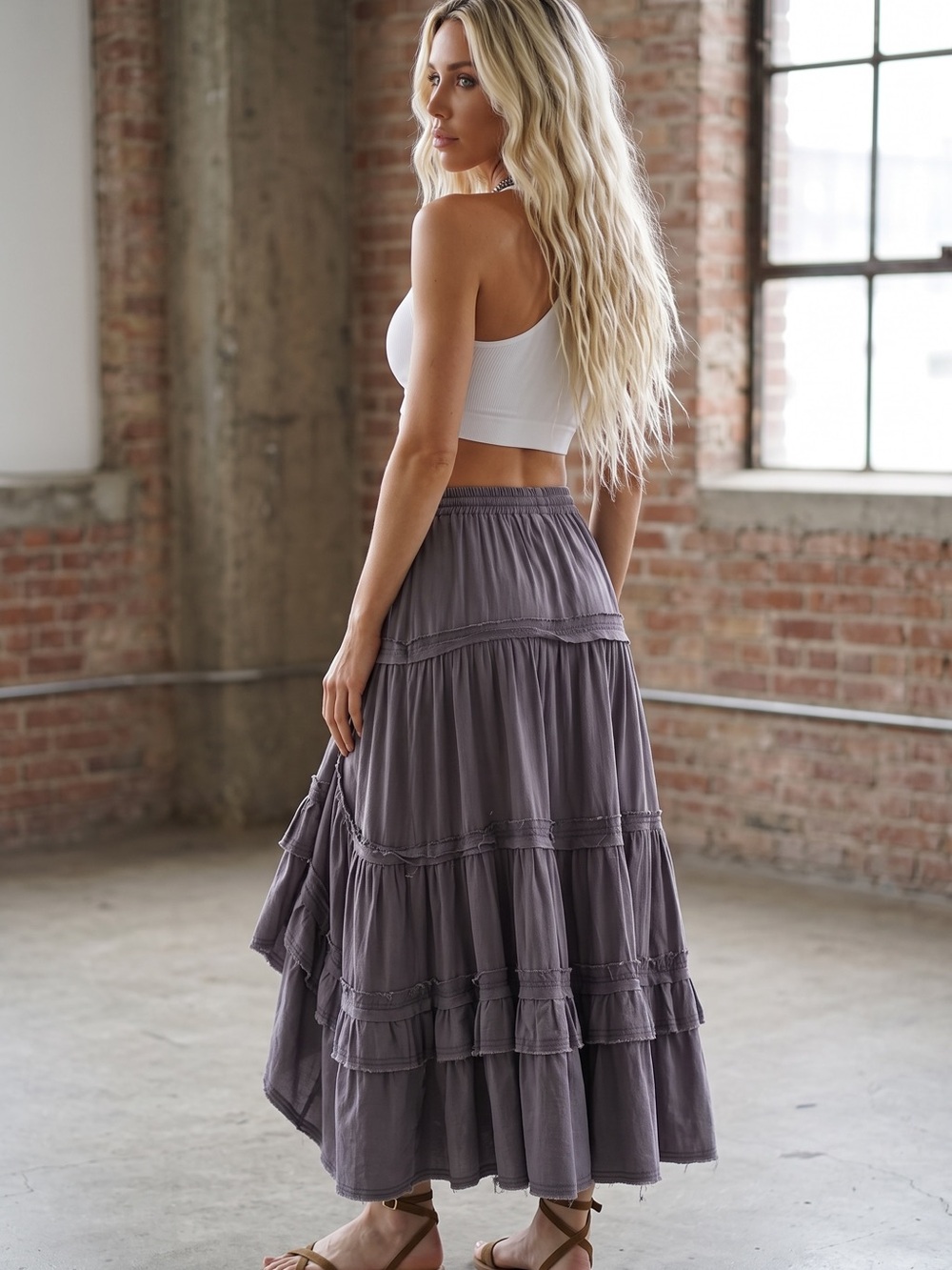NWT Bluevelvet Boho Festival Asymmetrical High Low Ruffle Maxi Skirt - Picture 4 of 7